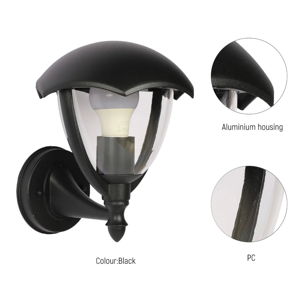 Megan Outdoor Lantern Wall Light E27 Black