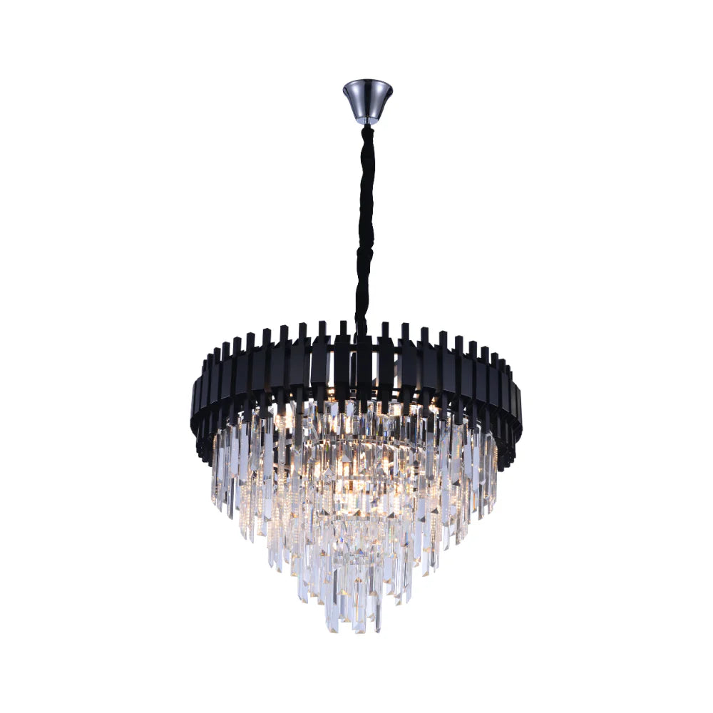 Metropolitan Square Beam Design Tiered Crystal Modern Chandelier Ceiling Light