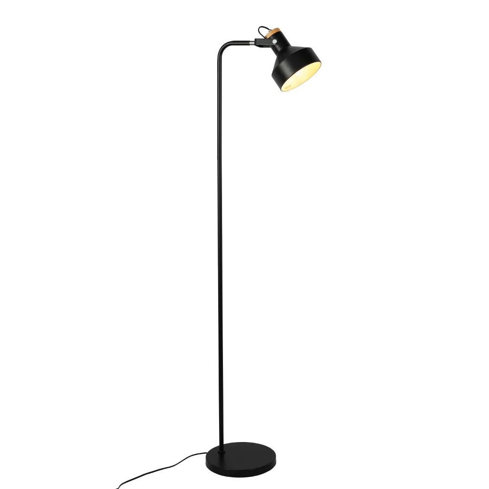 Minimalist Adjustable Floor Lamp with Wooden Accent