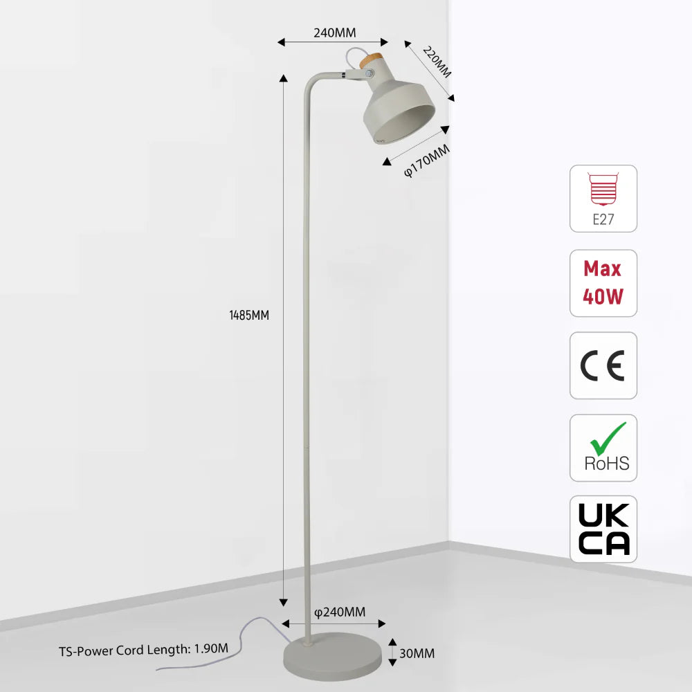 Minimalist Adjustable Floor Lamp with Wooden Accent