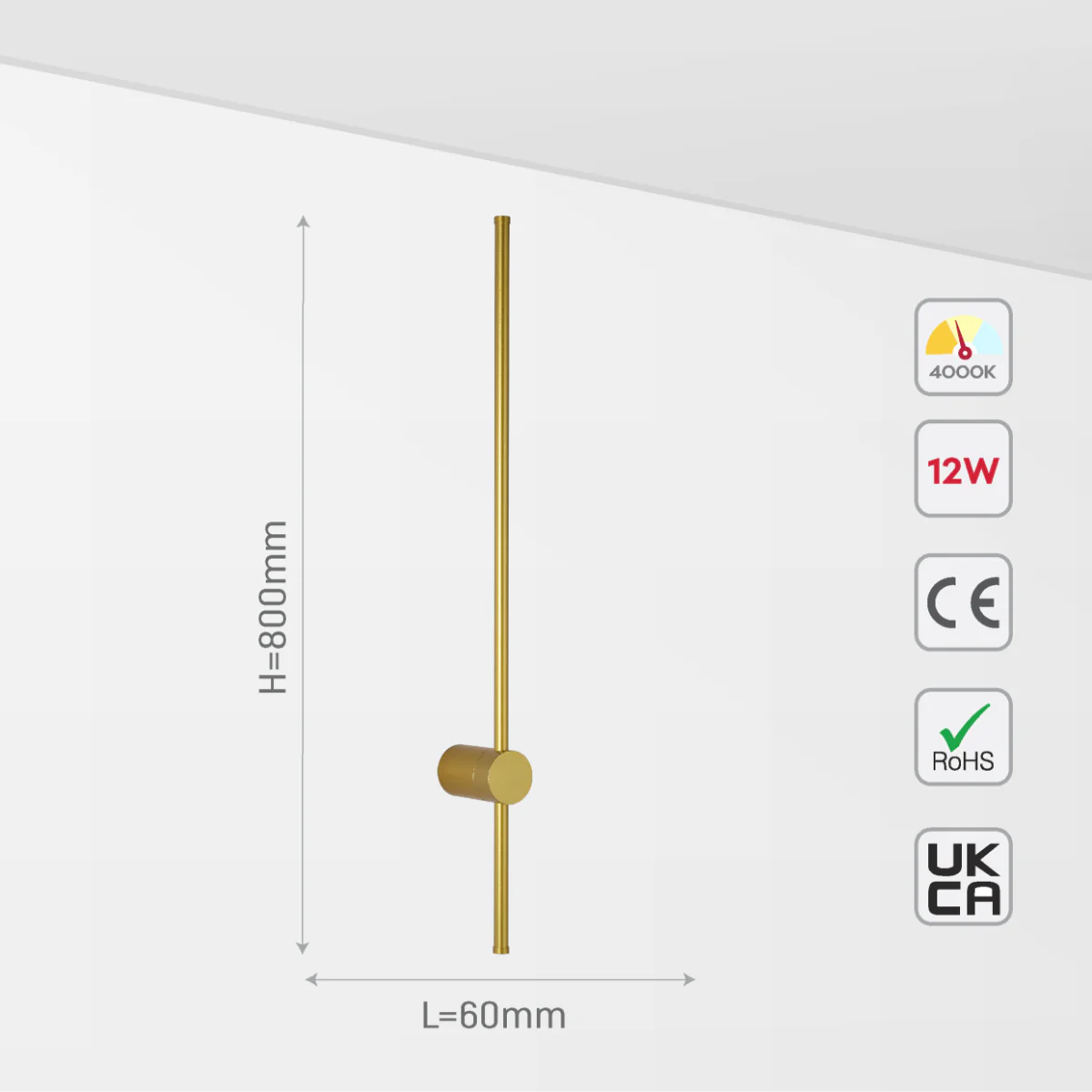 Size and certifications of Minimalist Linear Wall Sconce Light 151-19980