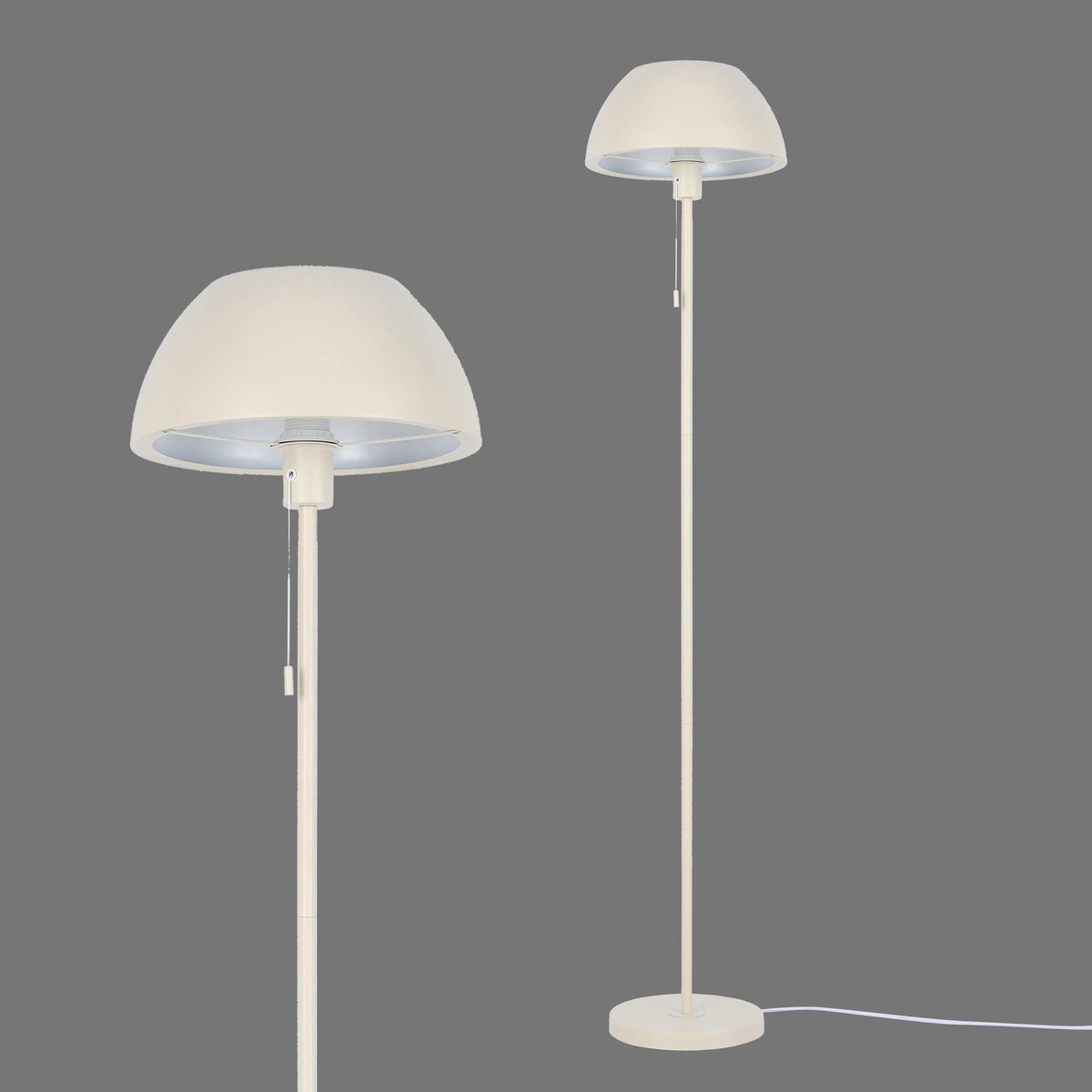 Modern Dome Floor Lamp E27 Fitting, 1440mm Height, Pull Cord Switch