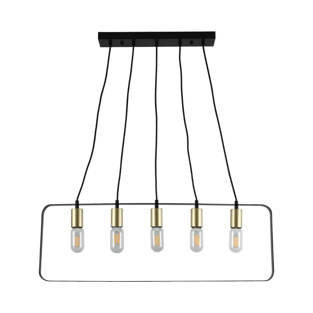 Modern Minimalist 2D Island Chandelier Light Black Gold E27x5