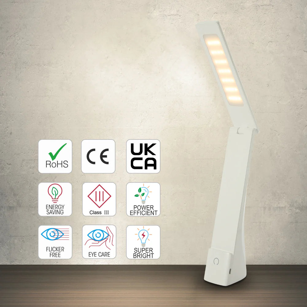 Close up of Modern Minimalist Bedside Folding LED Desk Lamp | TEKLED 130-03753