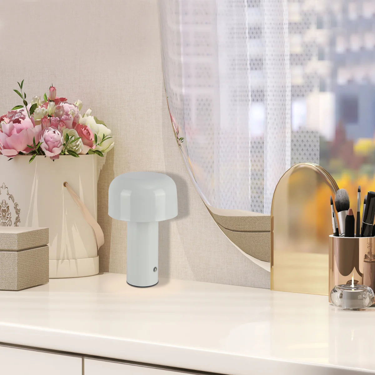 Where to use Modern Mushroom Rechargeable LED Table Lamp 130-03738