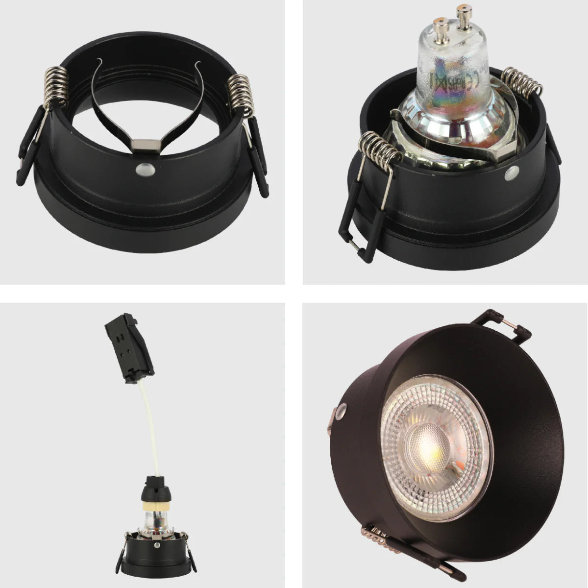 Close shots of Modern Recessed GU10 Fixed Downlight with Low UGR Aluminium Design 143-04034