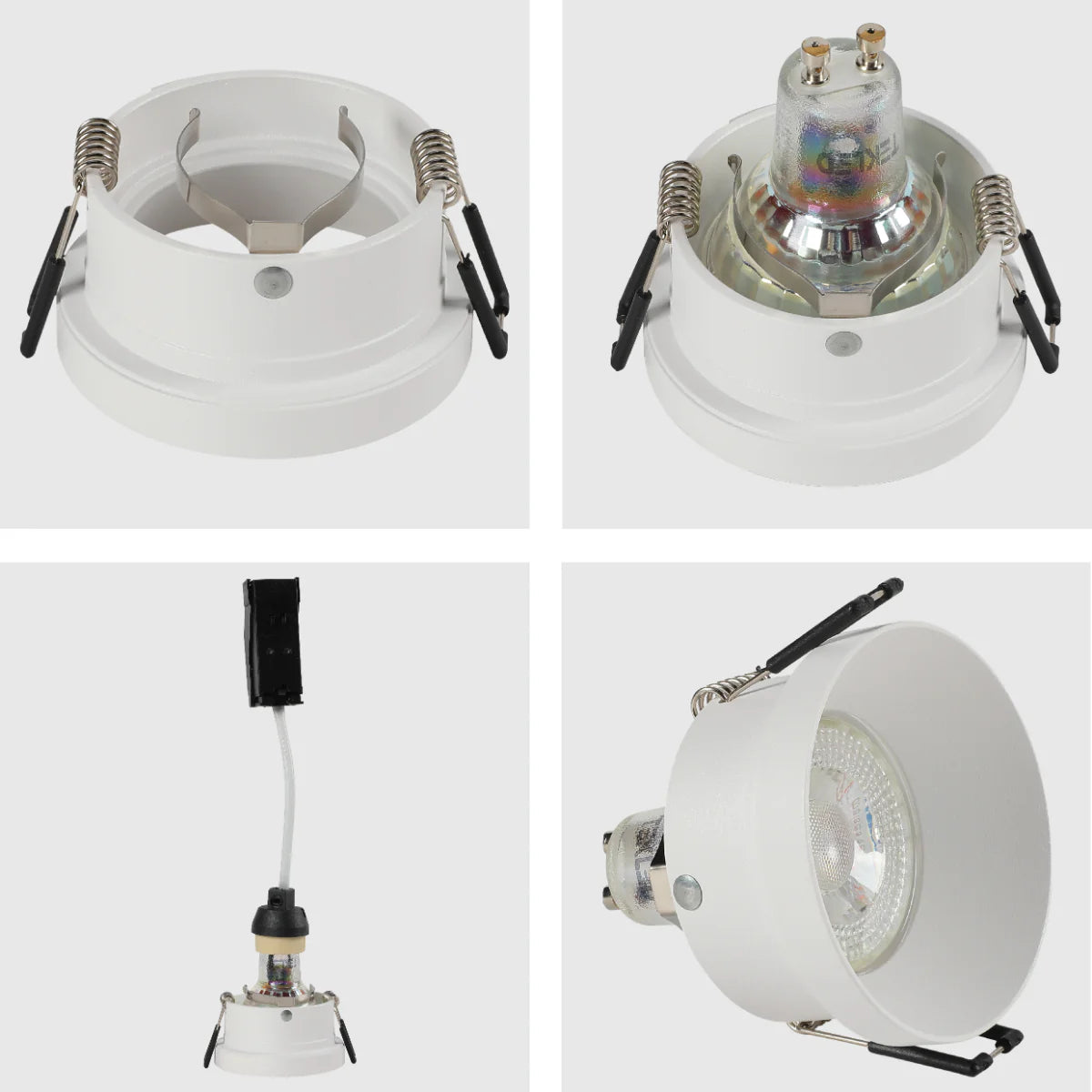 Close shots of Modern Recessed GU10 Fixed Downlight with Low UGR Aluminium Design 143-04035