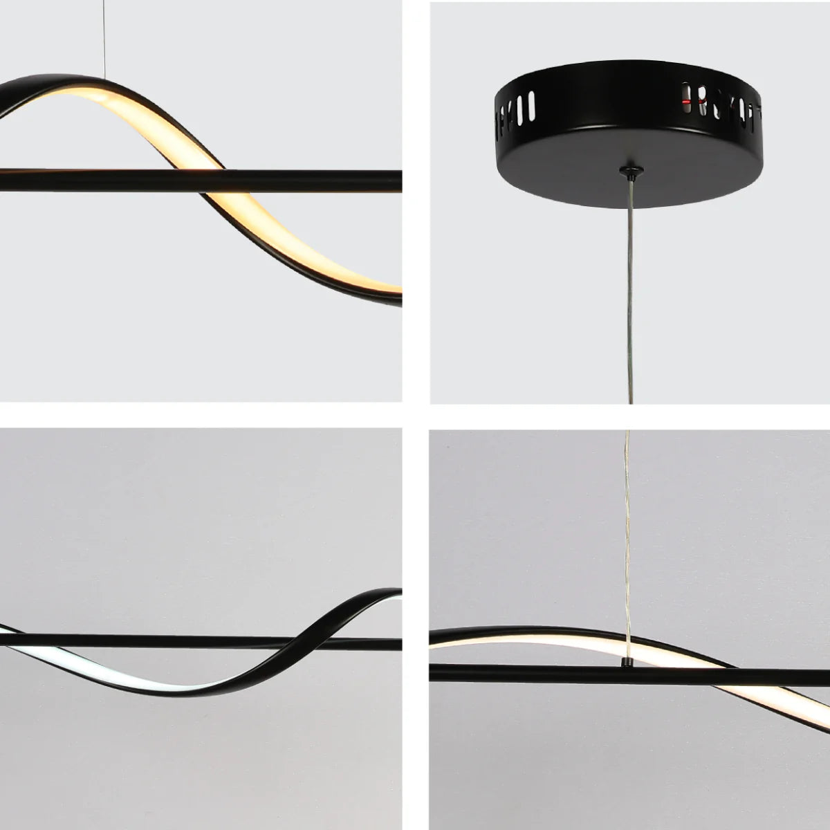 Close shots of Modern Sleek Infinity Wave LED Pendant Light 159-18120