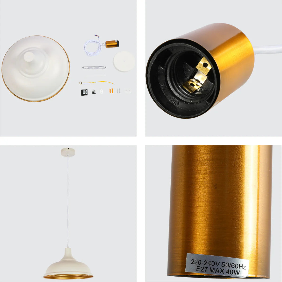 Close shots of Modern Step Pendant Light - 38cm Metal Shade in Varied Hues 150-19058