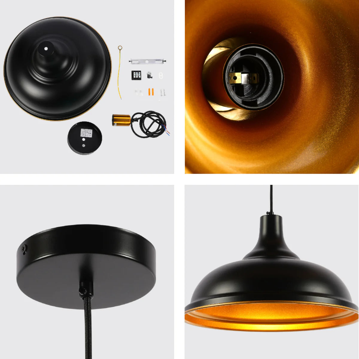 Close shots of Modern Step Pendant Light - 38cm Metal Shade in Varied Hues 150-19060