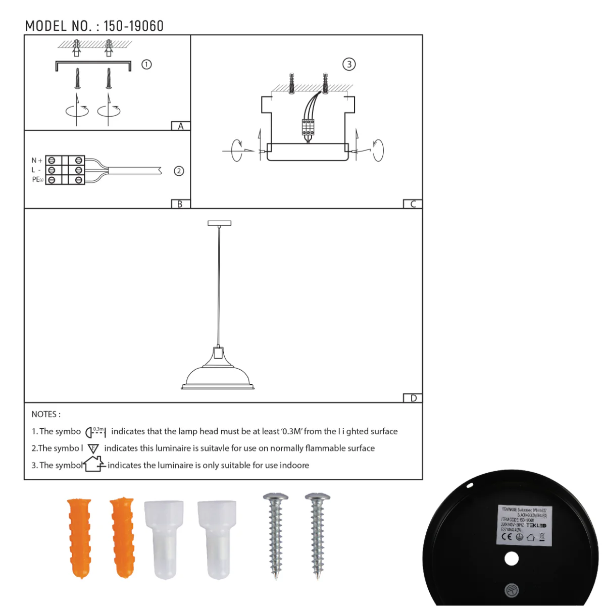 Technical specs of Modern Step Pendant Light - 38cm Metal Shade in Varied Hues 150-19060