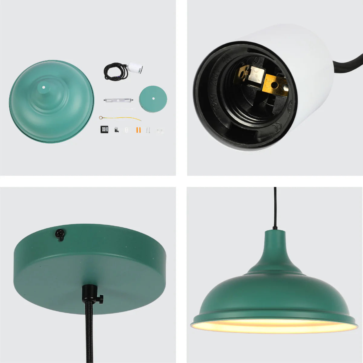 Close shots of Modern Step Pendant Light - 38cm Metal Shade in Varied Hues 150-19062