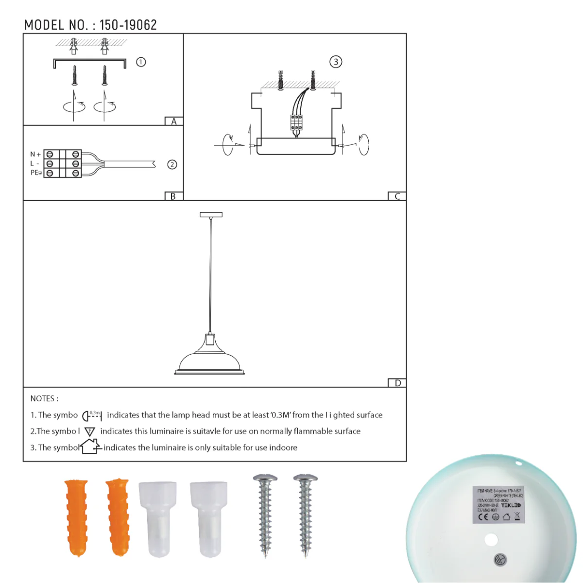 Technical specs of Modern Step Pendant Light - 38cm Metal Shade in Varied Hues 150-19062