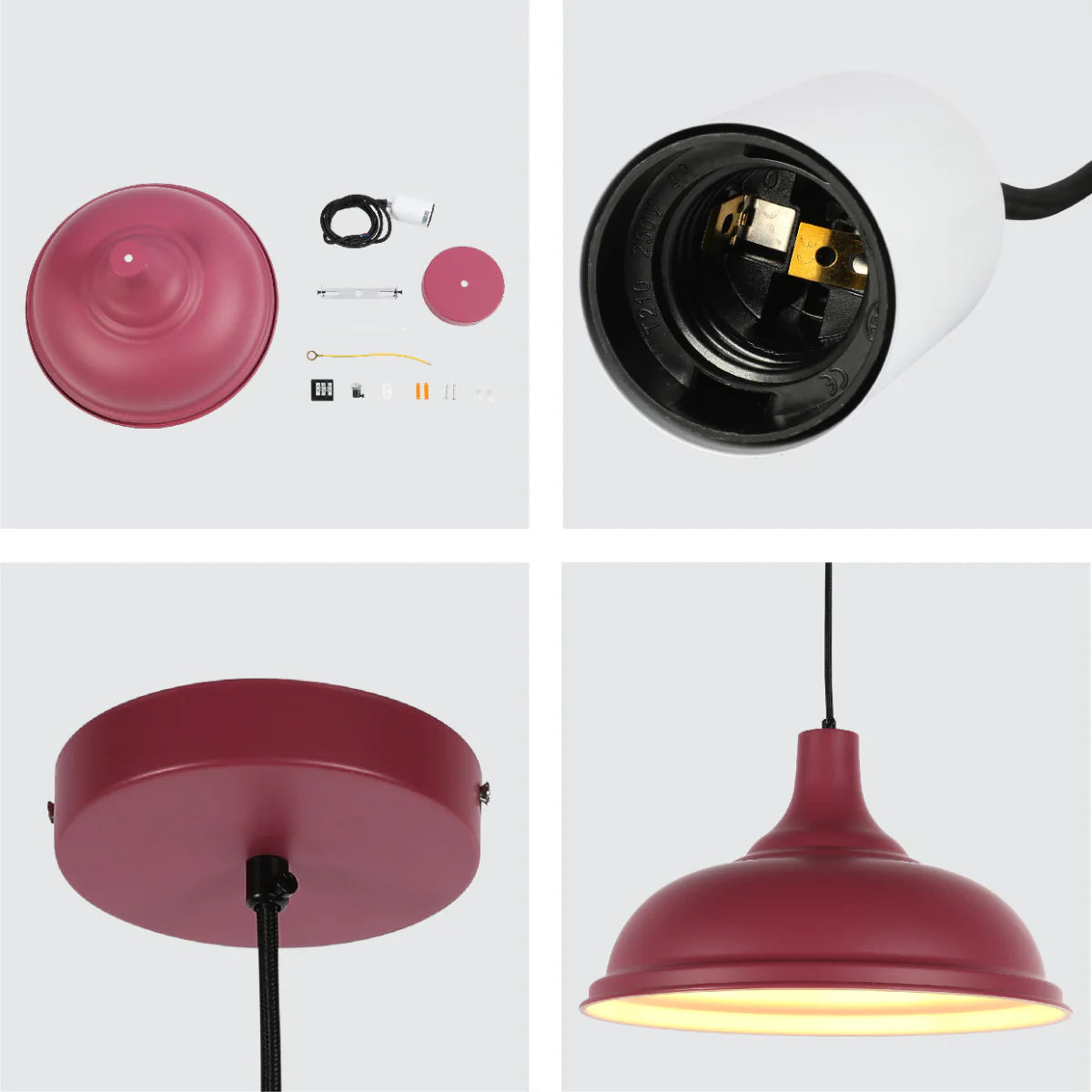 Close shots of Modern Step Pendant Light - 38cm Metal Shade in Varied Hues 150-19064