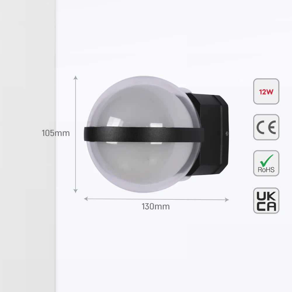 Modern Triple-source Up Down Decorative and Ball LED Wall Light Black 4000K 12W