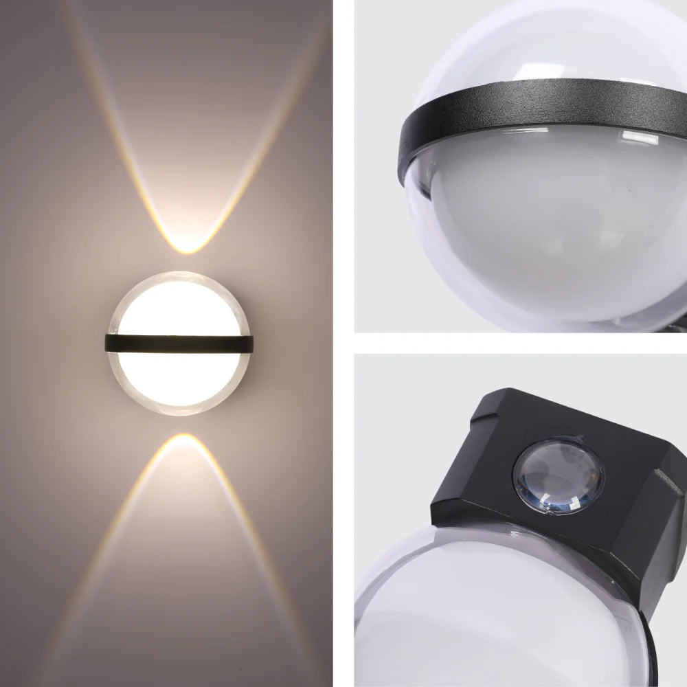 Modern Triple-source Up Down Decorative and Ball LED Wall Light Black 4000K 12W