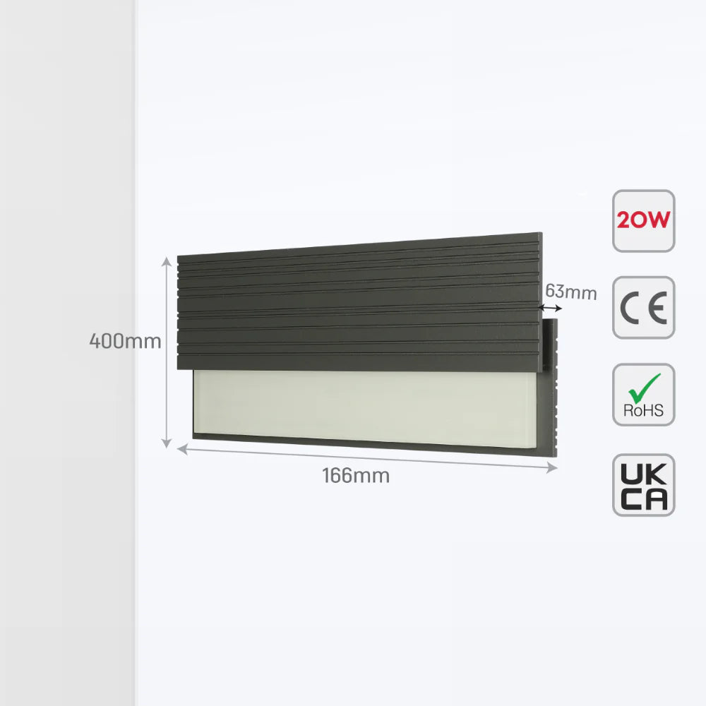 Monolith LED Outdoor Wall Light 20W 3000K