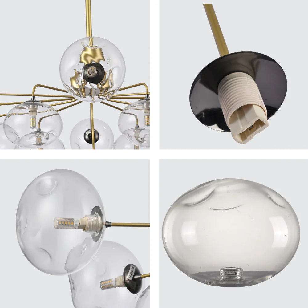 Details of Multi-Arm Dimpled Globe Ceiling Light Elegant Gold | TEKLED 158-19704