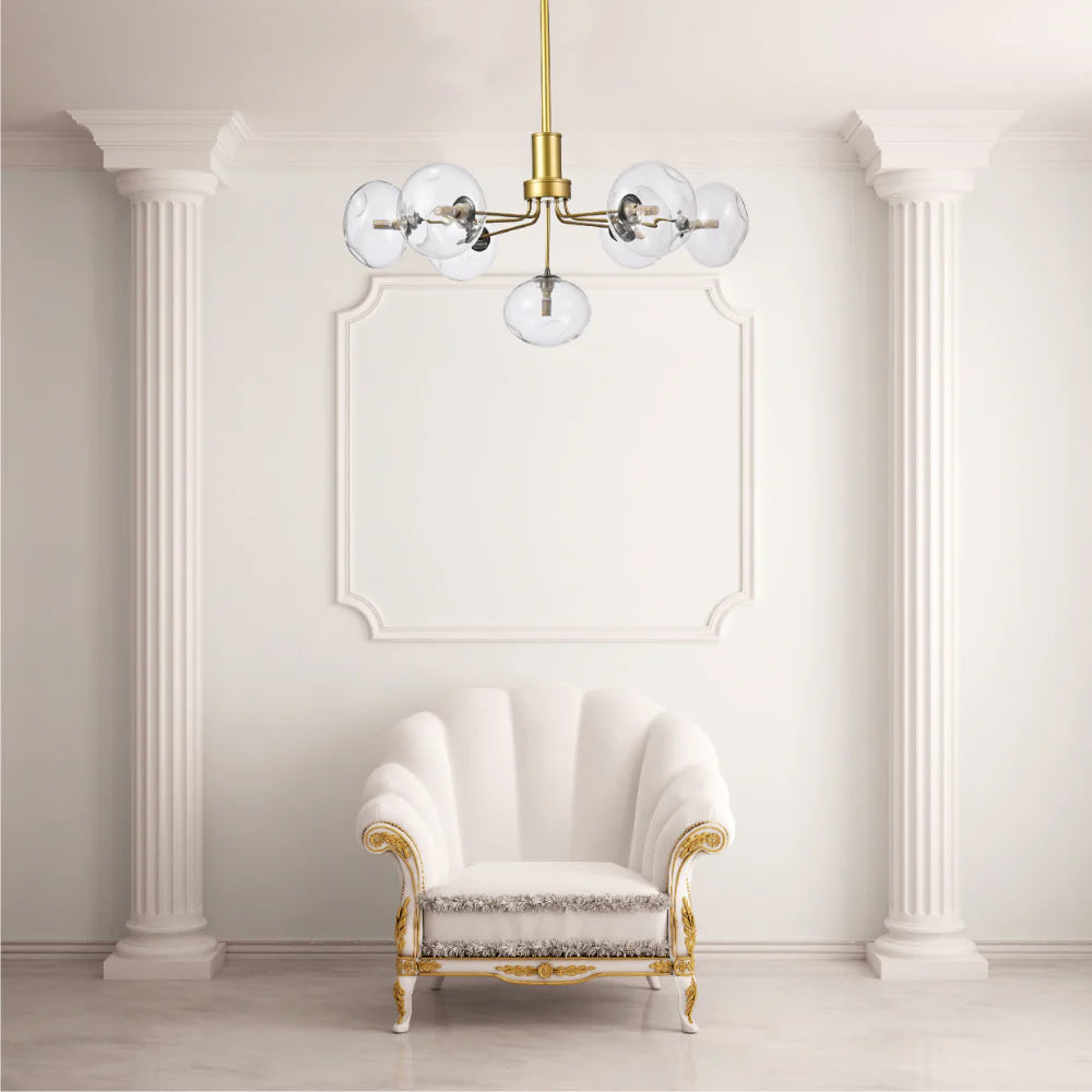 Interior application of Multi-Arm Dimpled Globe Ceiling Light Elegant Gold | TEKLED 158-19700