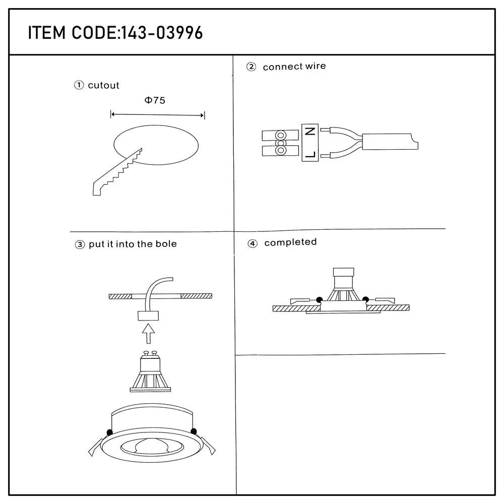 User manual for Nebula Low-Glare Fixed Recessed GU10 Downlight-143-03996