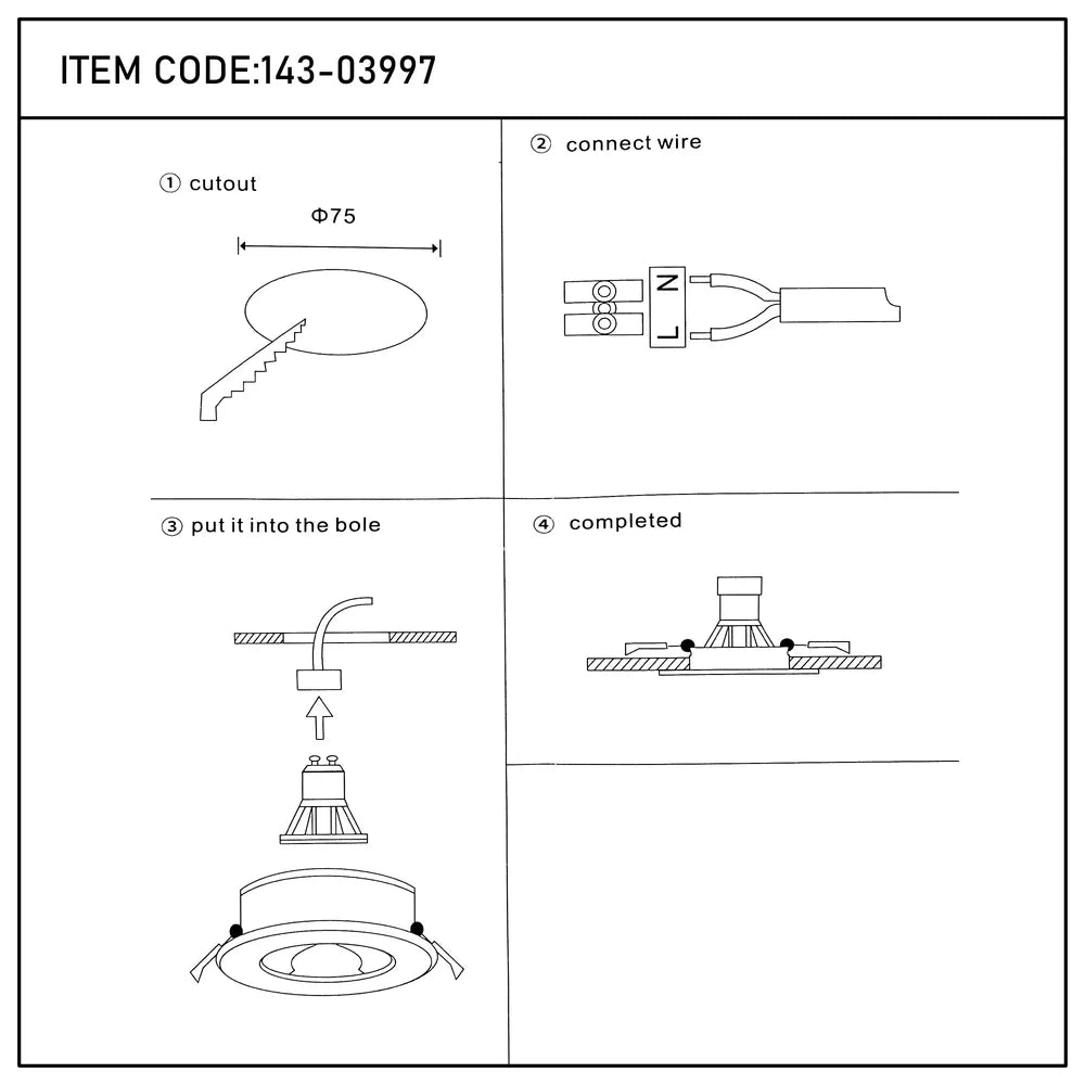 User manual for Nebula Low-Glare Fixed Recessed GU10 Downlight-143-03997