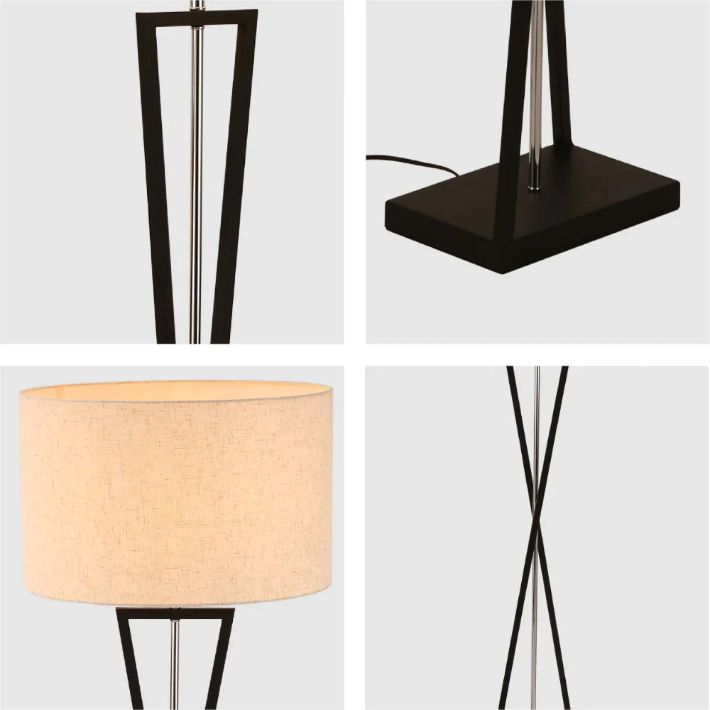 Close up of Nordic Art Deco Floor Lamp  Black Nickel Flaxen | TEKLED 130-03522