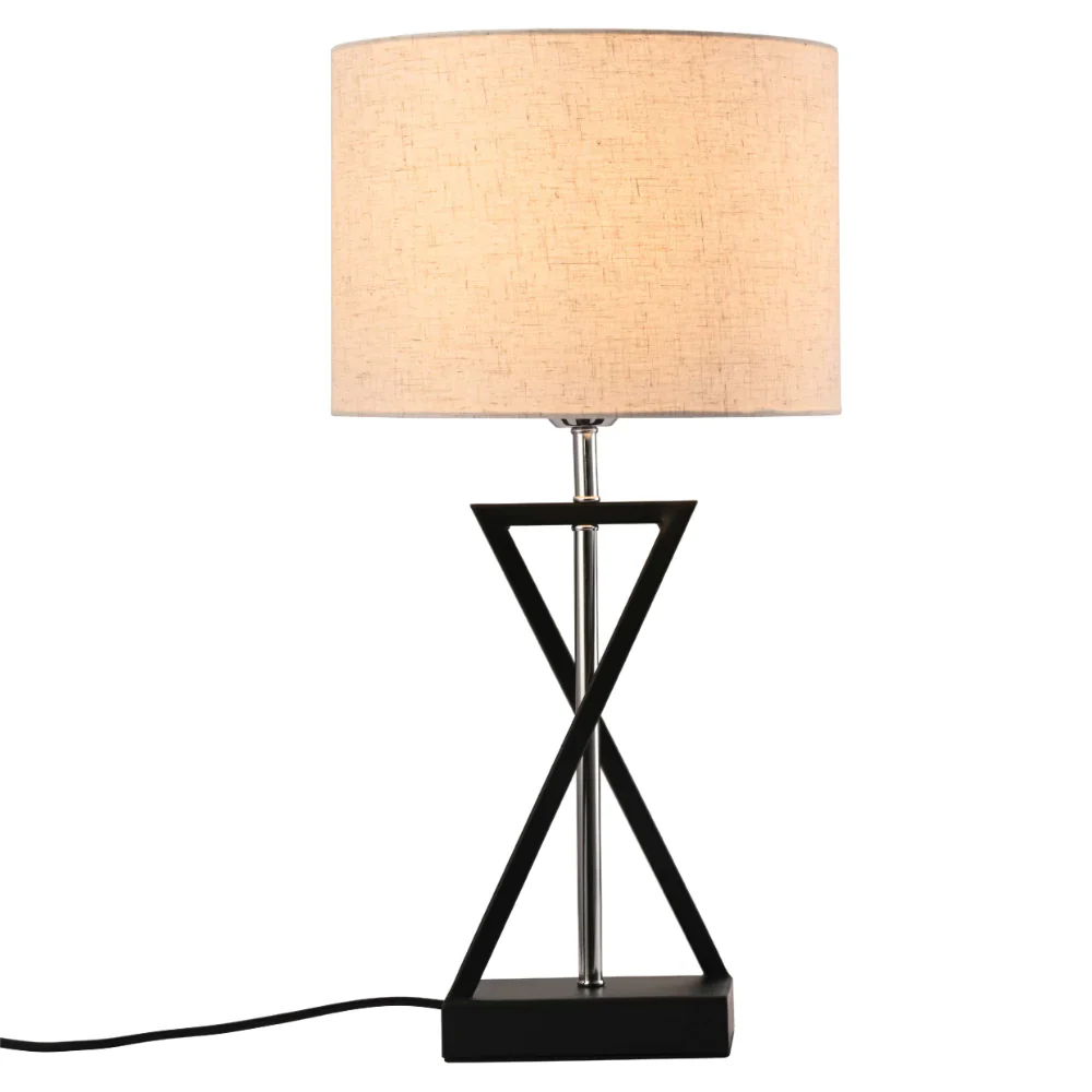 Nordic Art Deco Table Lamp  Black Nickel Flaxen