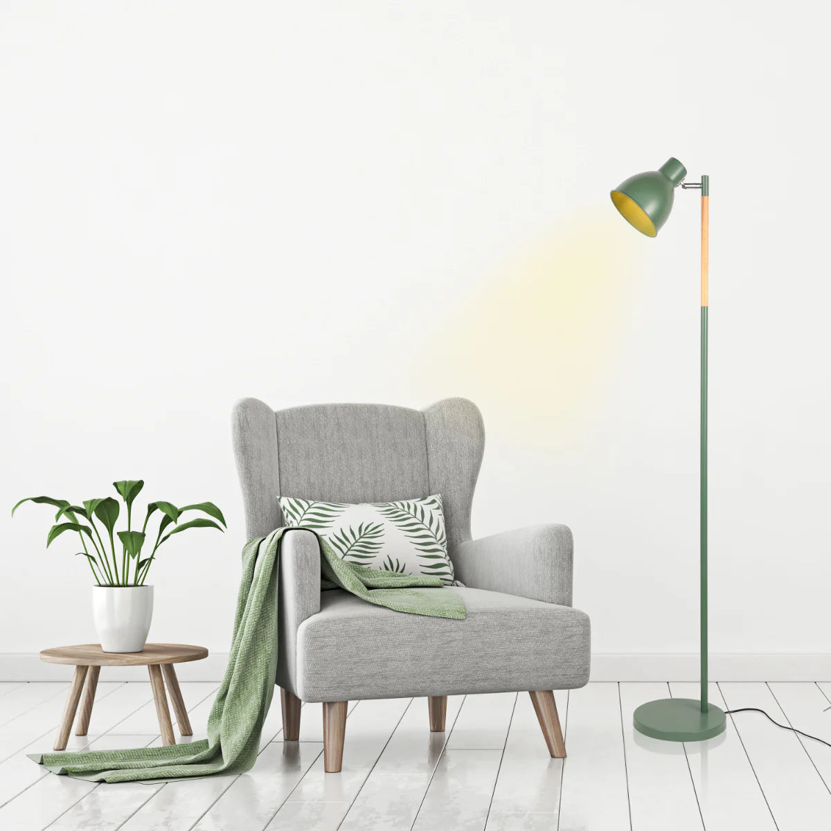 Nordic Floor Lamp with Wood Accent - E27, Rotatable Shade, 3 Finishes 130-03530 in play