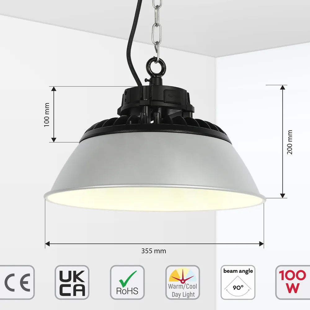 Size and technical specs of the Nova High Bay LED Light with Reflector Options-230-03047