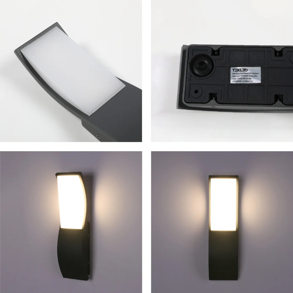 Ola Wavy Rectangle LED Outdoor Wall Light 7W 4000K