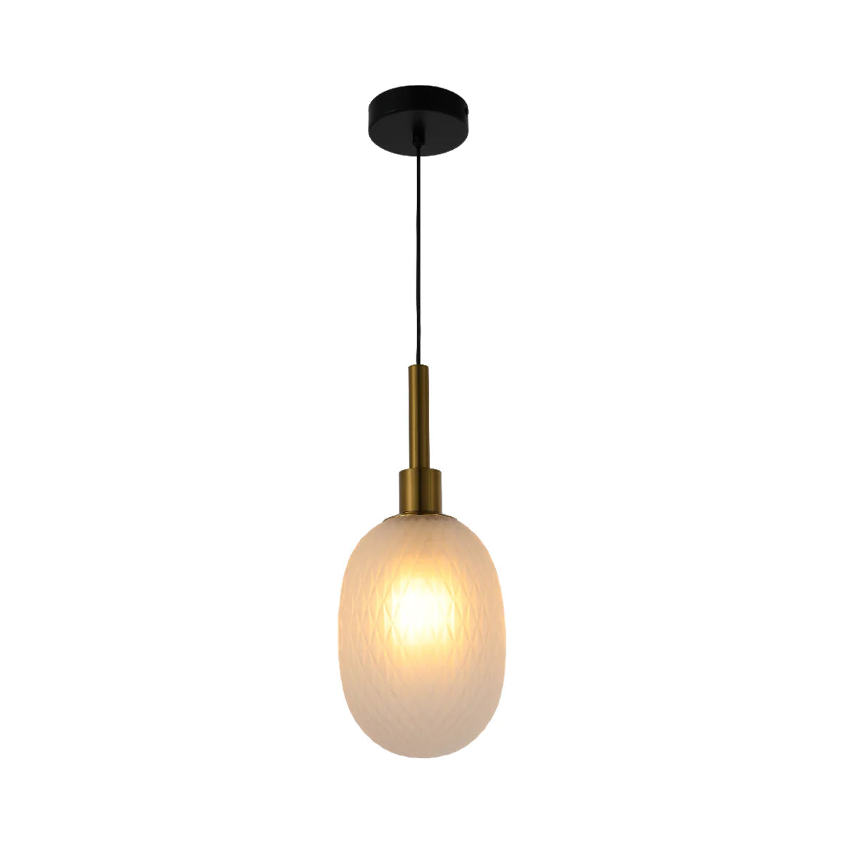 Opalescent Ellipsoid Pendant Light with Gold Detail