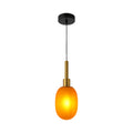 Main image of Opalescent Ellipsoid Pendant Light with Gold Detail 150-19024