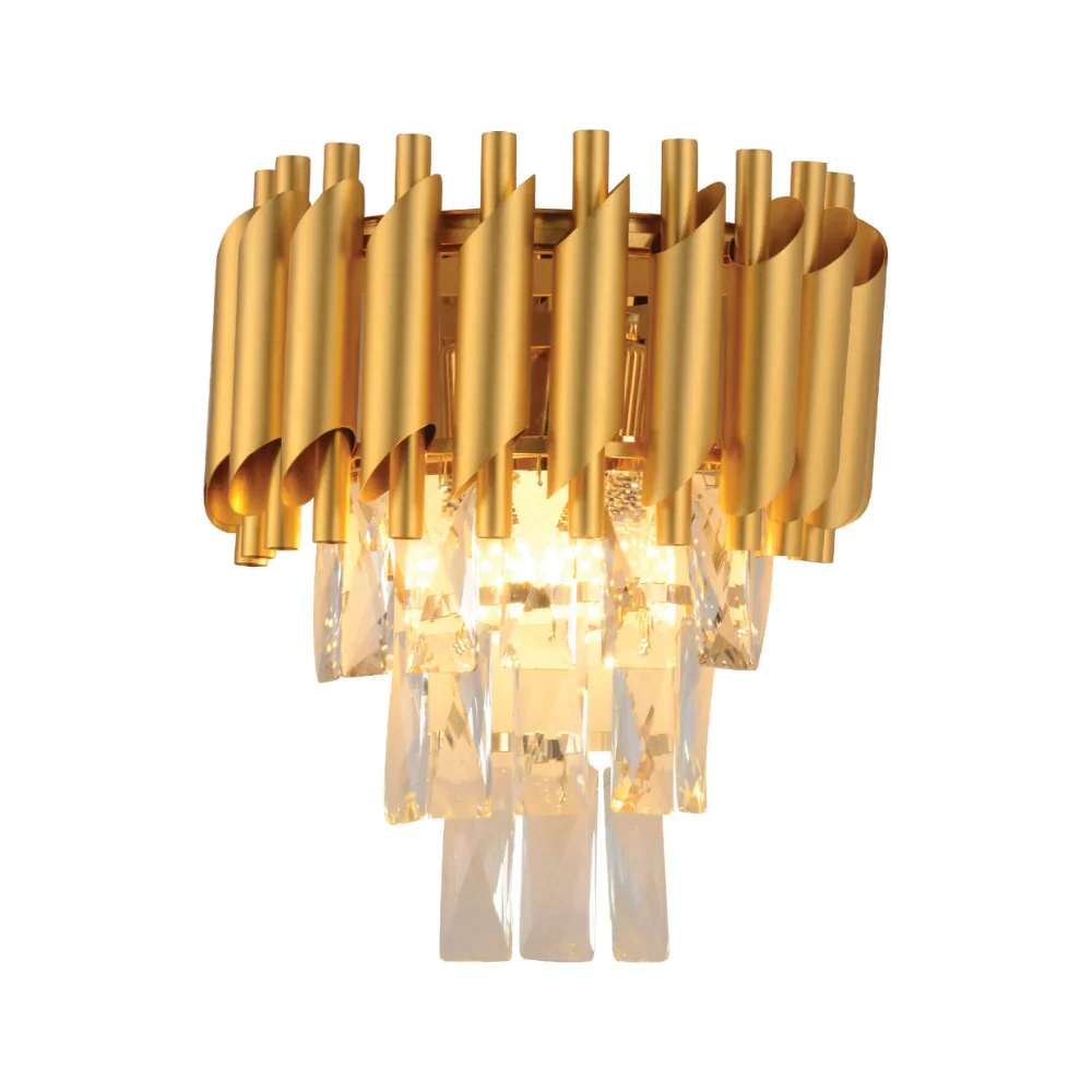 Orbit Glow Design 3 Tiered Crystal Wall Sconce Light Black Gold
