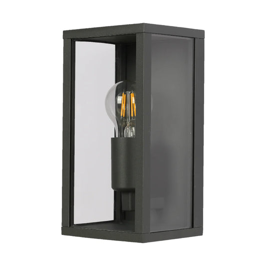 Oxford Box Outdoor Lantern Wall Light E27 Dark Grey