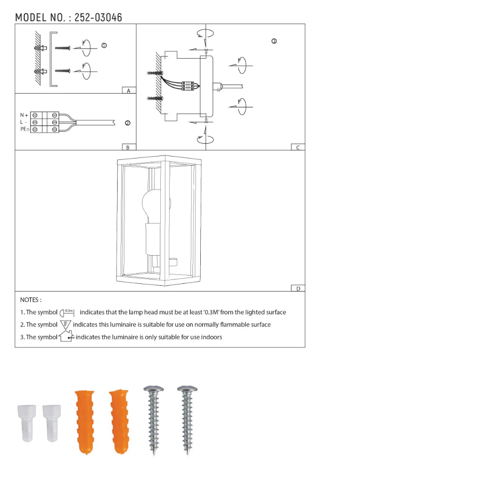 Oxford Box Outdoor Lantern Wall Light  E27 Dark Grey