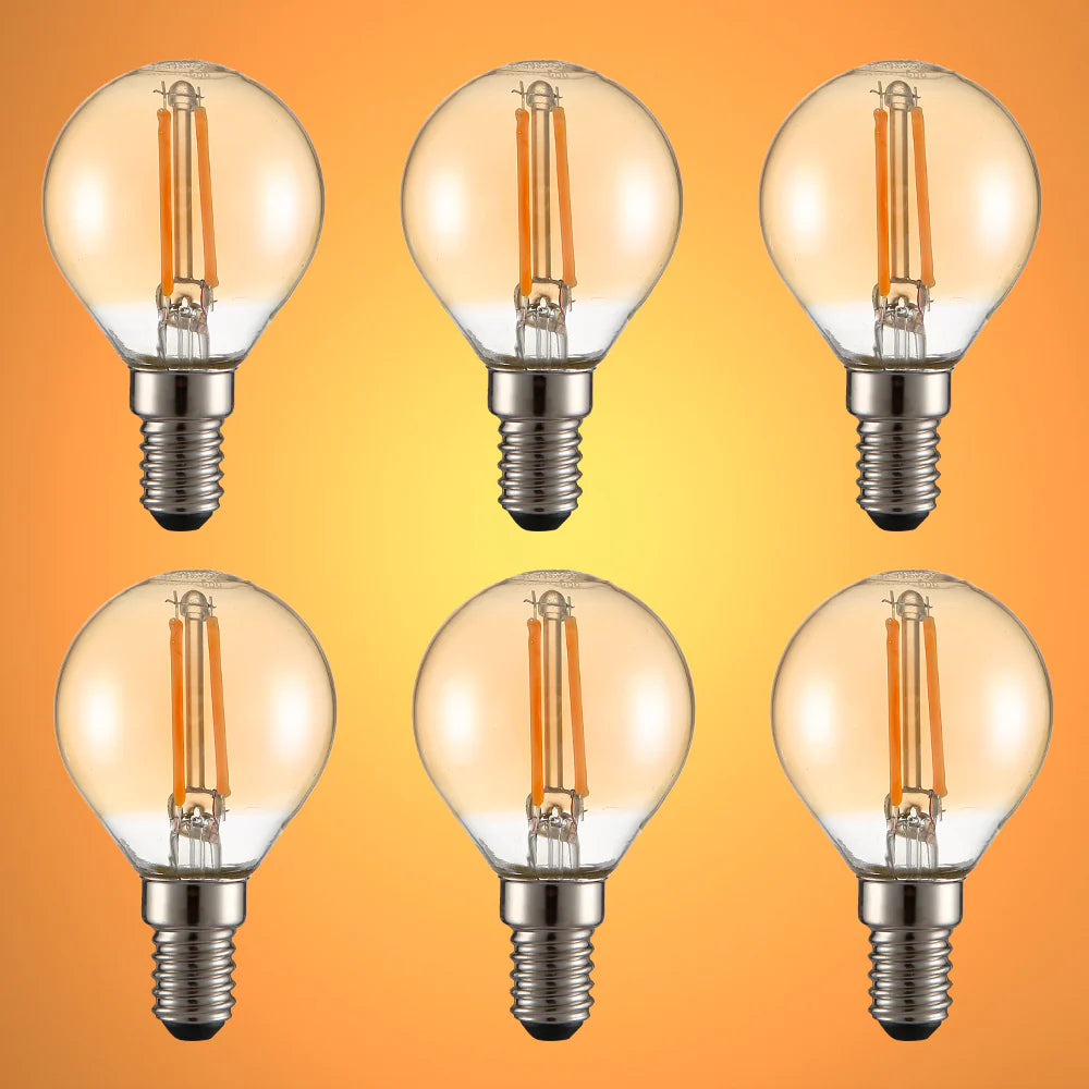 LED Filament P45 Golf Ball Bulb E14 Small Edison Screw Warm White 2400K