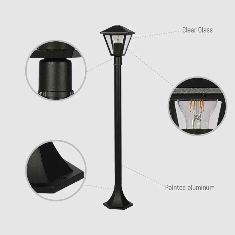 Paravento Outdoor Pathway Bollard Lawn Light E27 Black