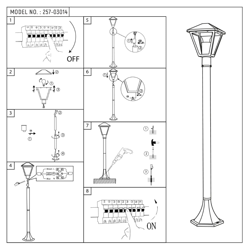 Paravento Outdoor Pathway Bollard Lawn Light E27 Black