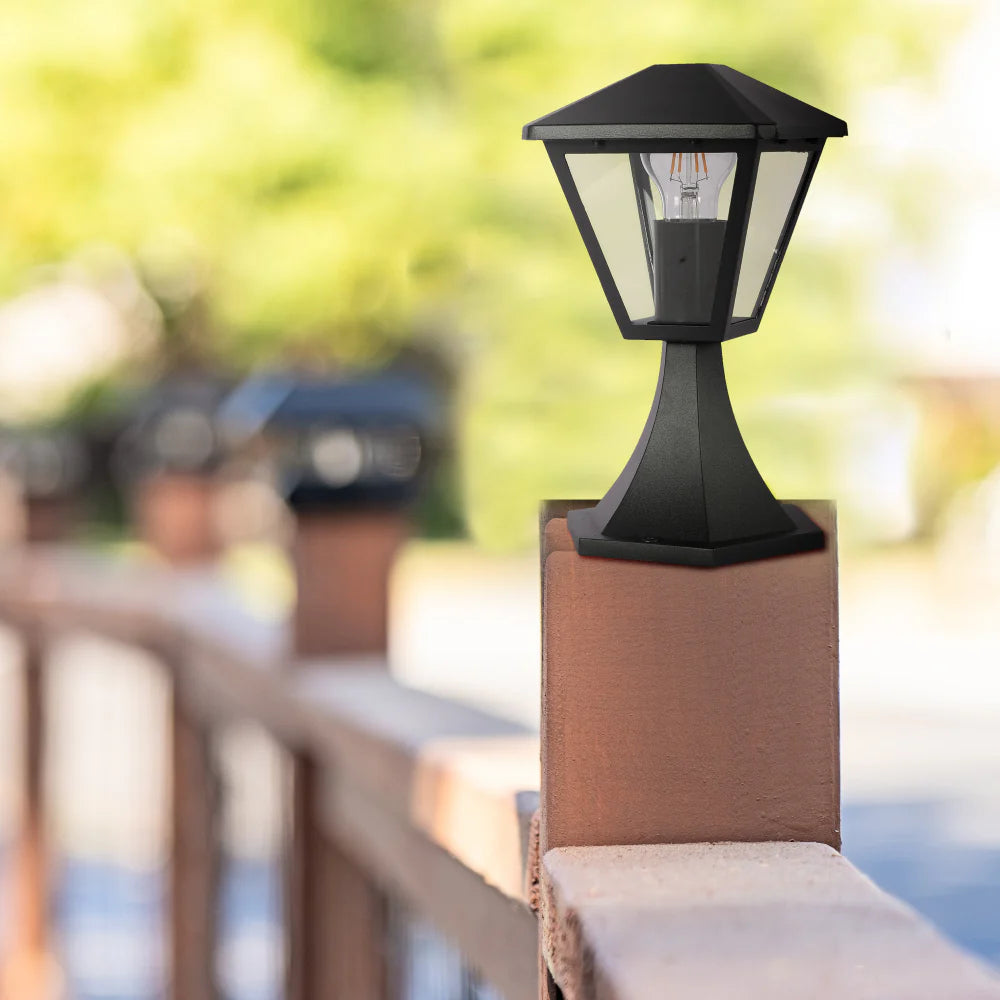 Paravento Outdoor Pedestal Pillar Lantern Light E27 Black