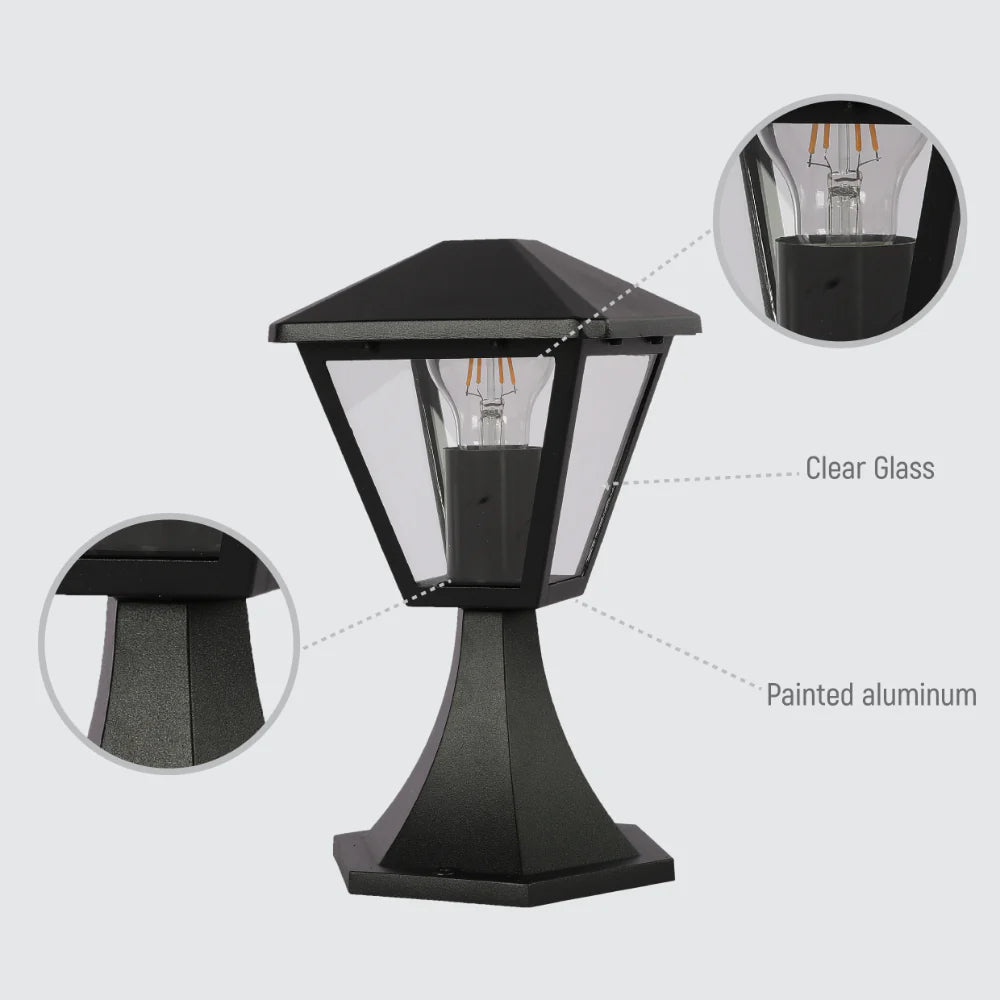 Paravento Outdoor Pedestal Pillar Lantern Light E27 Black