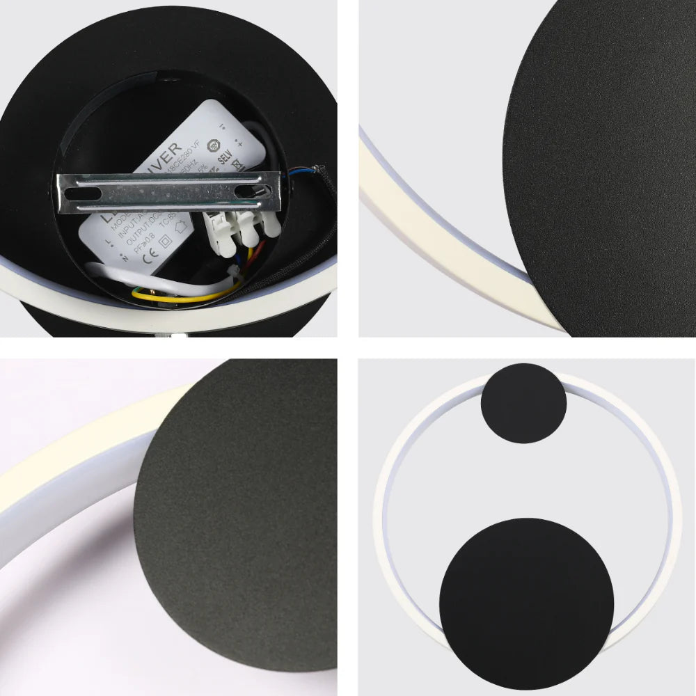 Phobos and Deimos LED Wall Light Black White 3000K 18W