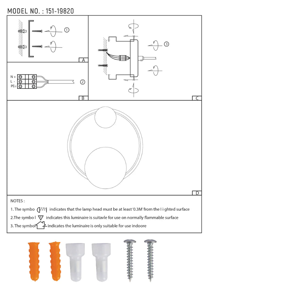 Phobos and Deimos LED Wall Light Black White 3000K 18W