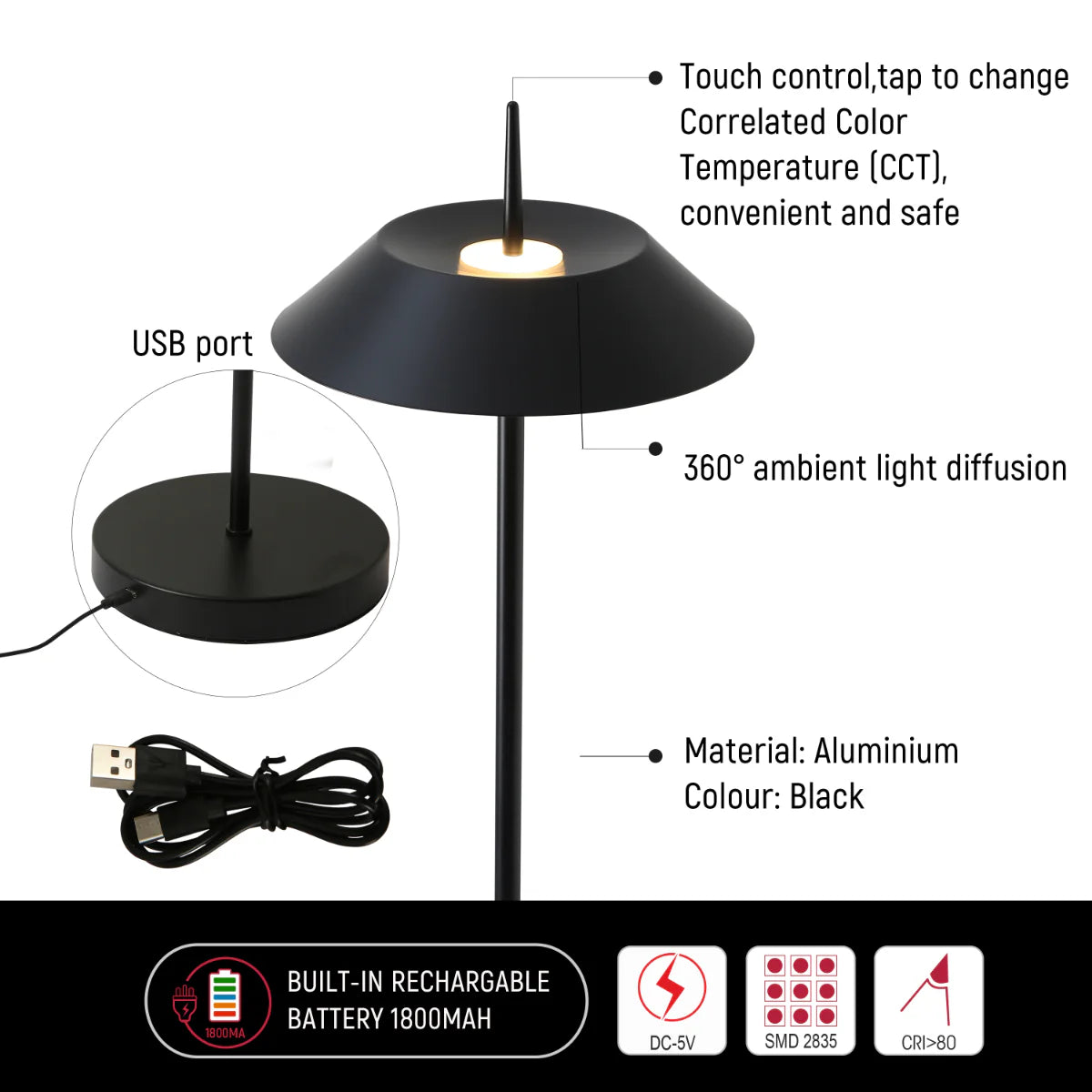 Close shots of Portable LED Floor Lamp with Dimmable CCT - Sleek Design, 131cm 130-03538