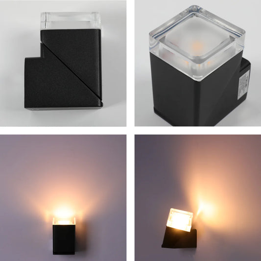 Rotatable Cubes Outdoor LED Wall Light Black 3000K Wide Beam