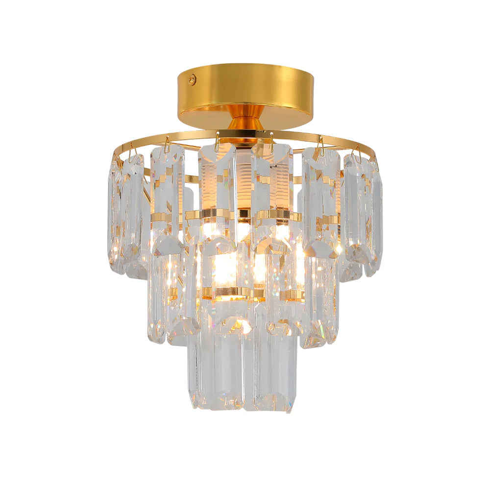 Semi-Flush Crystal Ceiling Chandelier Light