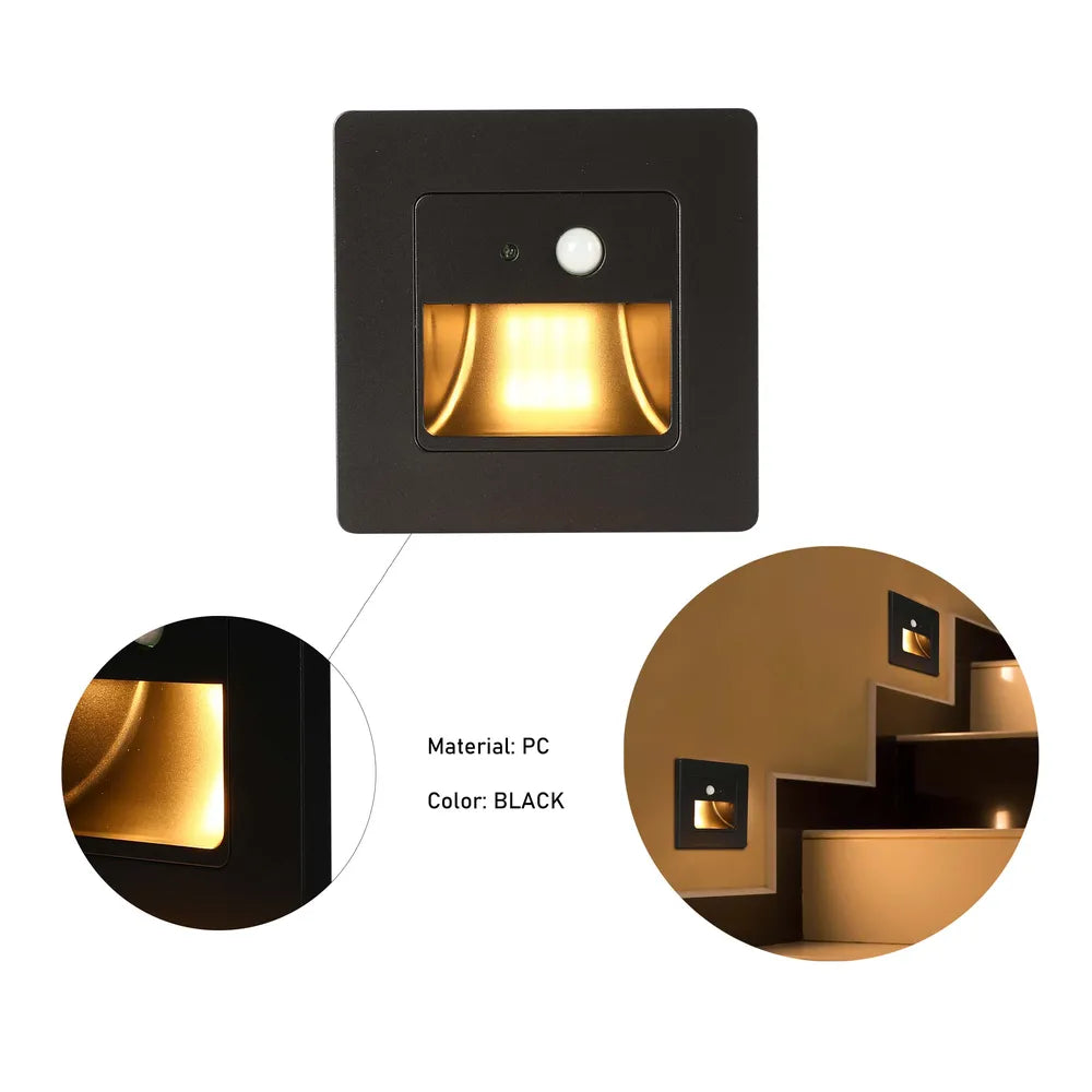 Details of the Sensor Black LED Stair Step Light 1W 3000K (TEKLED)-181-03420