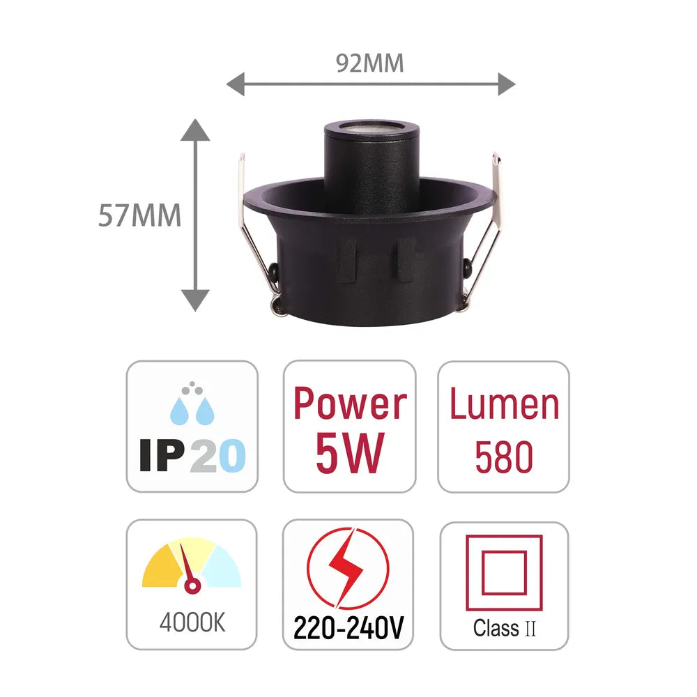 Size and technical specs of the Sentinel Compact Adjustable Gimbal Recessed LED Downlight-143-03416