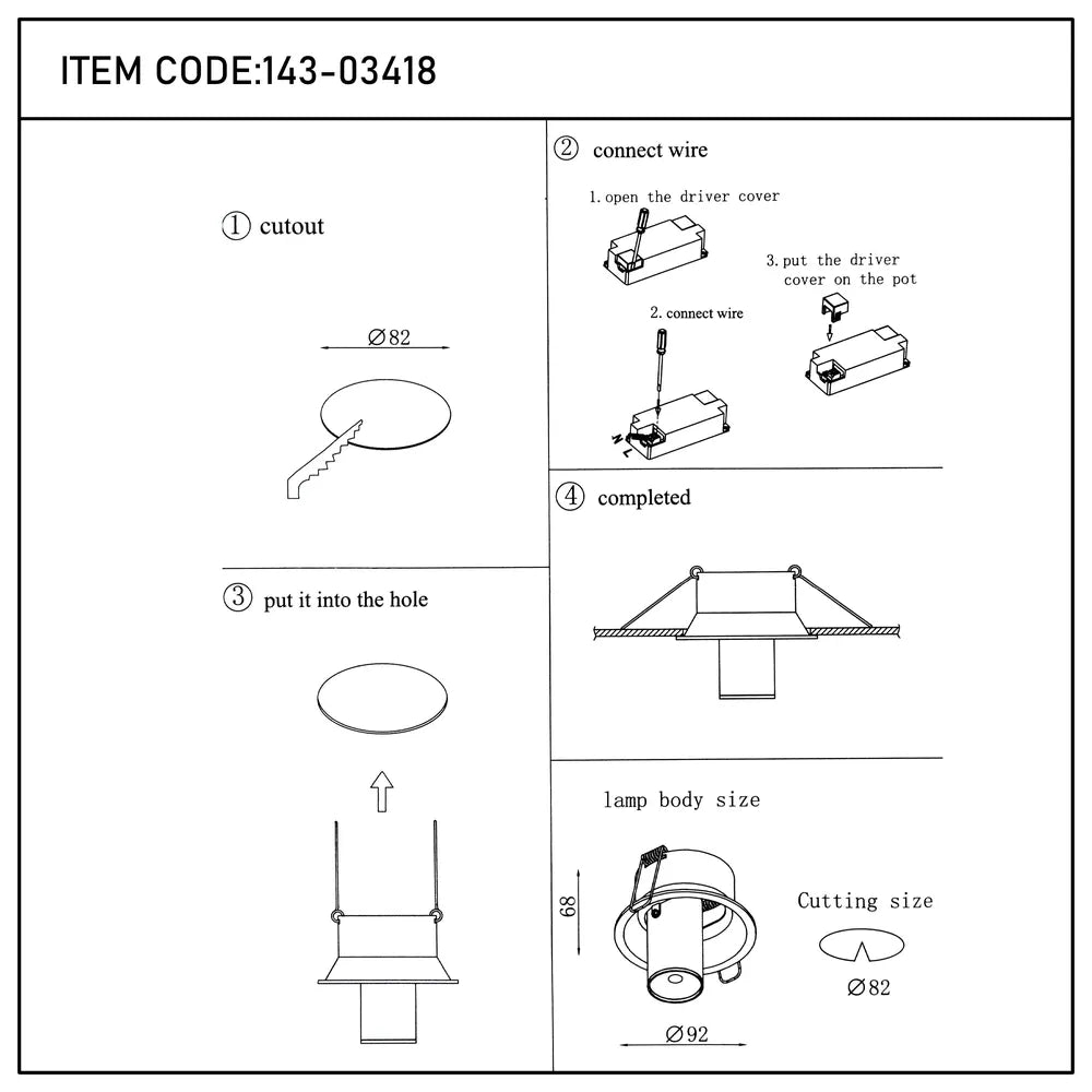 User manual for Sentinel Compact Adjustable Gimbal Recessed LED Downlight-143-03418