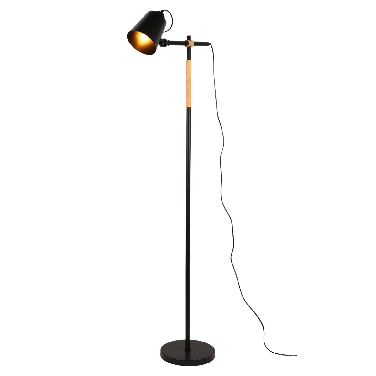 Main image of Sleek Nordic Floor Lamp with Oak Wood Detail - E27