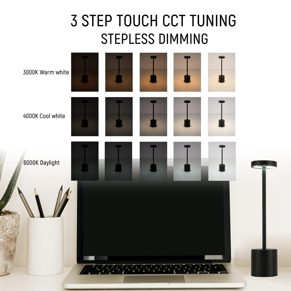 Lighting properties of Sleek Portable LED Column Lamp with CCT Control 130-03740